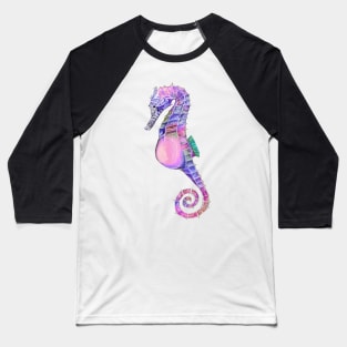 Cool Purple Pink and Blue Seahorse Baseball T-Shirt